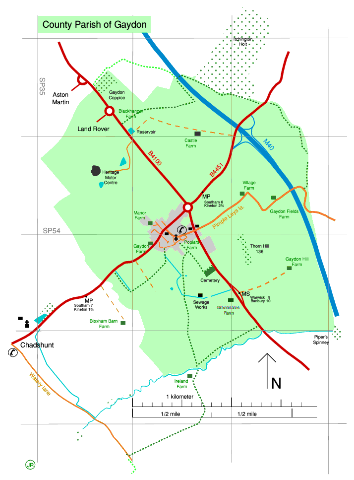 map of Gaydon Parish